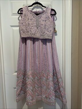 Embellished Lavender 3-Piece Lehenga Set
